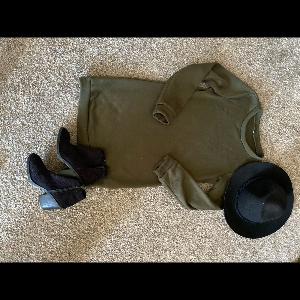 Long sleeve Olive green dress